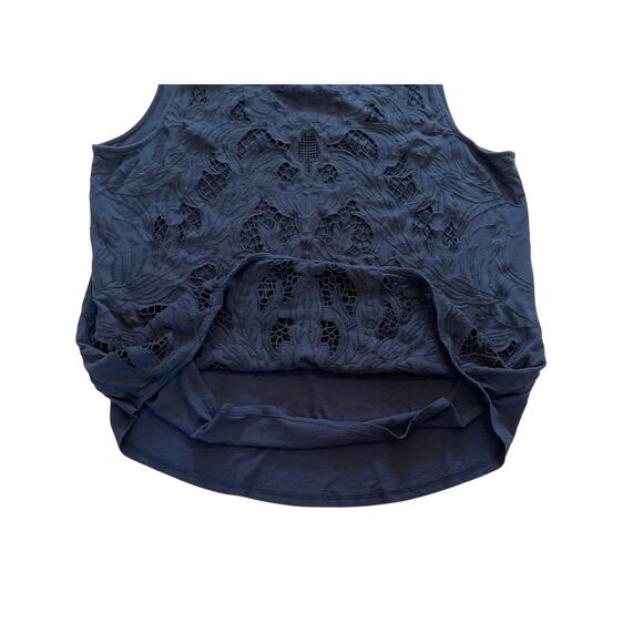 J. Jill Navy Embroidered Cut Out Overlay Sleeveless Tank/Blouse, Size L - Picture 6 of 11
